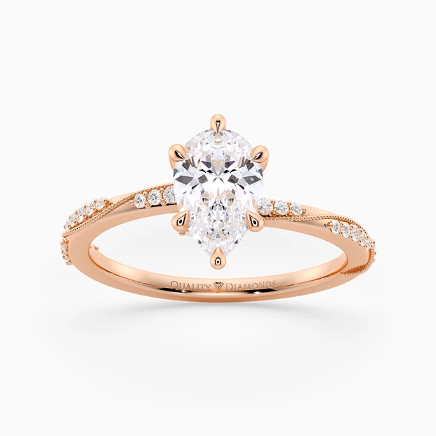 Diamond Set Pear Aracelli Diamond Ring in 18K Rose Gold