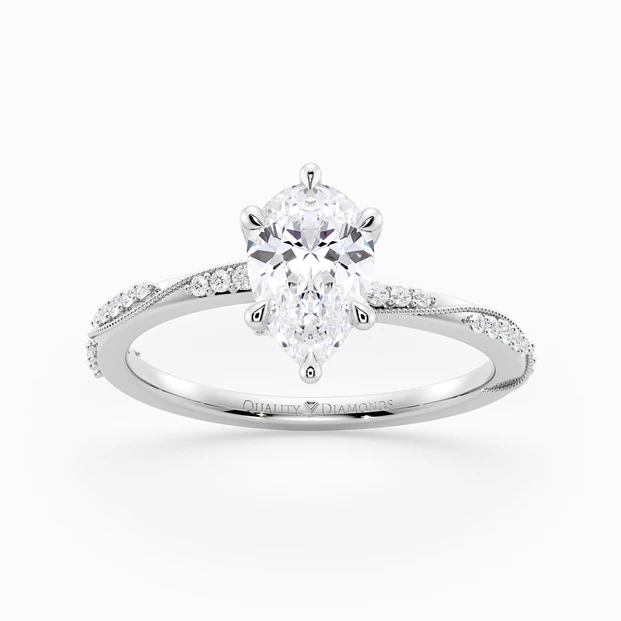 Diamond Set Pear Aracelli Diamond Ring in 18K White Gold