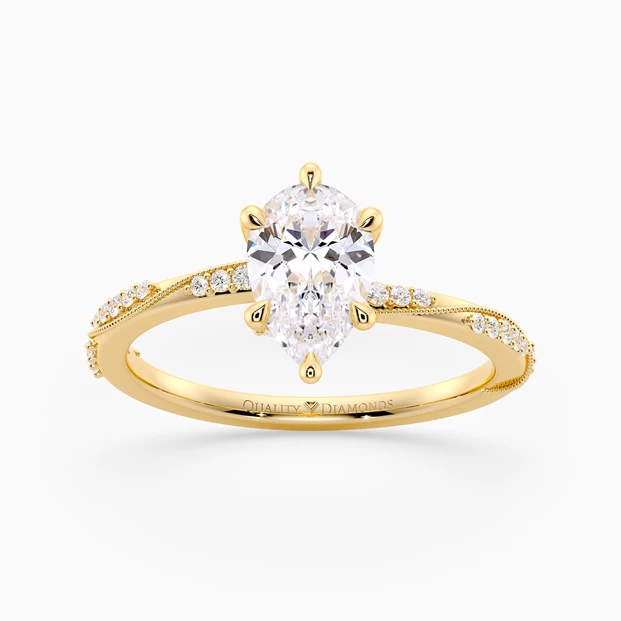 Diamond Set Pear Aracelli Diamond Ring in 18K Yellow Gold