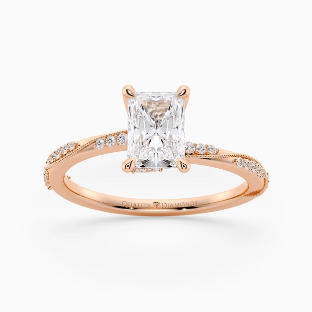 Diamond Set Radiant Aracelli Diamond Ring in 9K Rose Gold