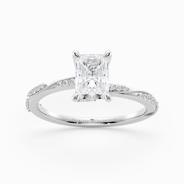 Diamond Set Radiant Aracelli Diamond Ring in 18K White Gold