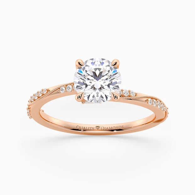 Diamond Set Round Brilliant Aracelli Diamond Ring in 18K Rose Gold