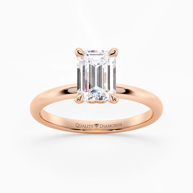Emerald Cuore Diamond Ring in 9K Rose Gold