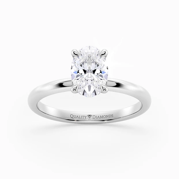 Oval Cuore Diamond Ring in 9K White Gold