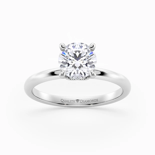 Round Brilliant Cuore Diamond Ring in 18K White Gold