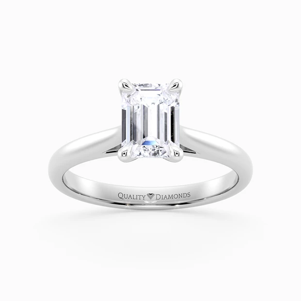 Diamond Set Emerald Romantico Diamond Ring in 18K White Gold