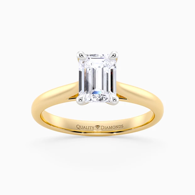 Diamond Set Emerald Romantico Diamond Ring in 9K Yellow Gold