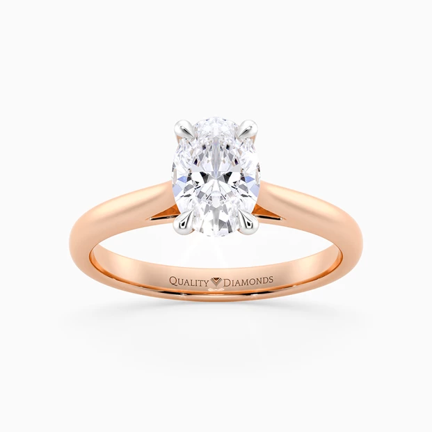 Diamond Set Oval Romantico Diamond Ring in 9K Rose Gold