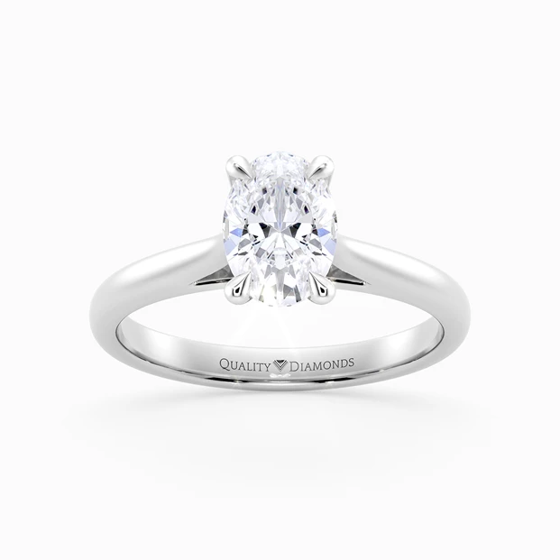 Diamond Set Oval Romantico Diamond Ring in 9K White Gold