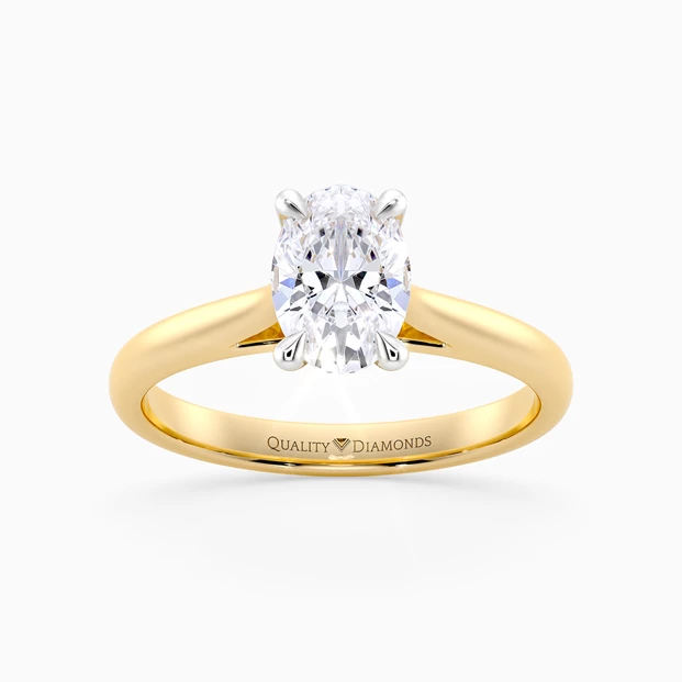 Diamond Set Oval Romantico Diamond Ring in 18K Yellow Gold