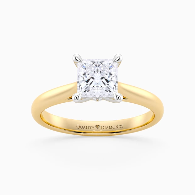 Diamond Set Princess Romantico Diamond Ring in 18K Yellow Gold