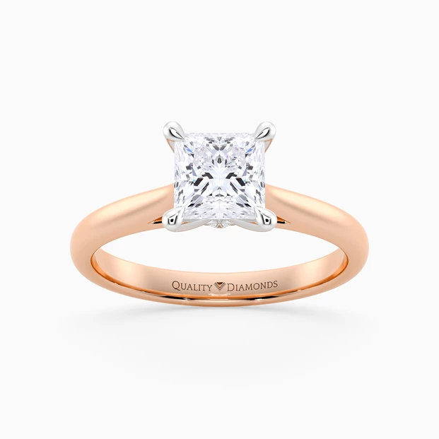 Diamond Set Princess Romantico Diamond Ring in 18K Rose Gold