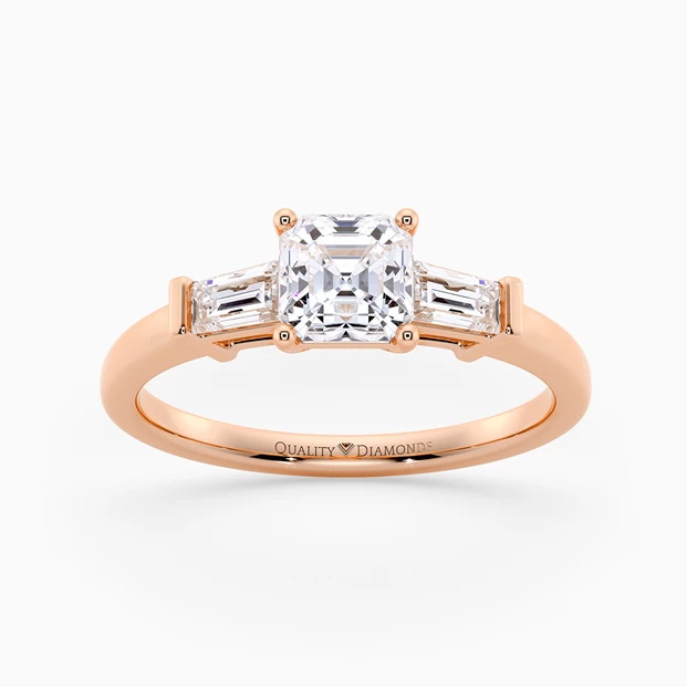 Diamond Set Asscher Vida Diamond Ring in 18K Rose Gold