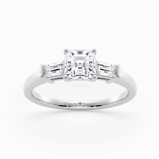 Diamond Set Asscher Vida Diamond Ring in 18K White Gold