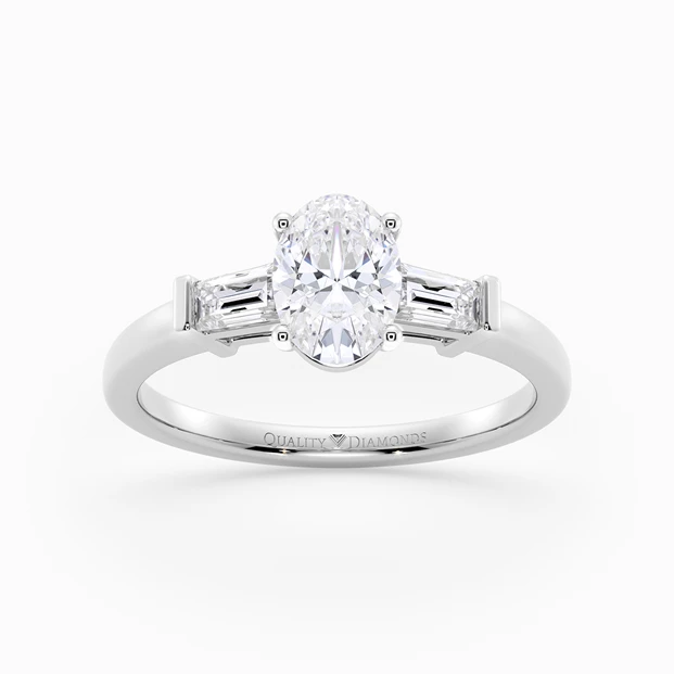 Diamond Set Oval Vida Diamond Ring in 18K White Gold