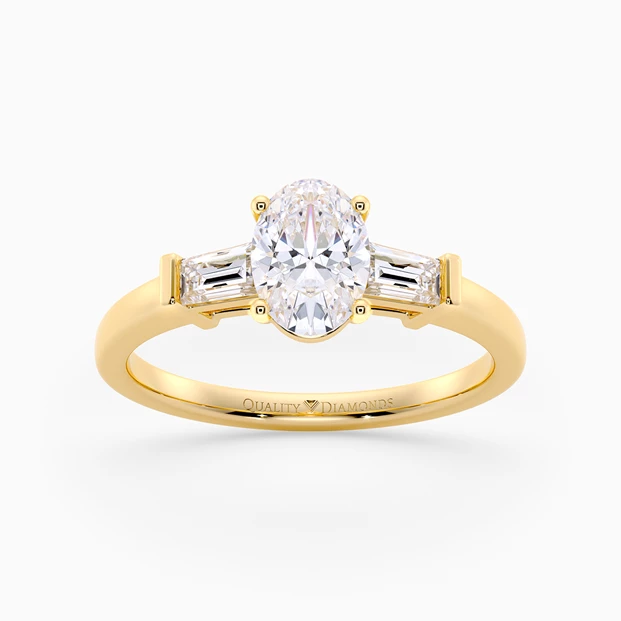 Diamond Set Oval Vida Diamond Ring in 18K Yellow Gold