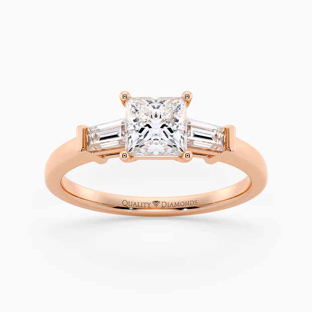 Diamond Set Princess Vida Diamond Ring in 18K Rose Gold