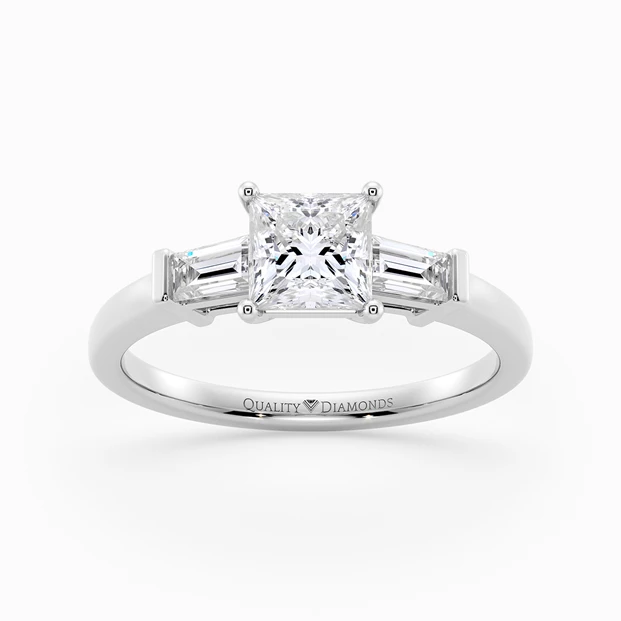 Diamond Set Princess Vida Diamond Ring in 18K White Gold
