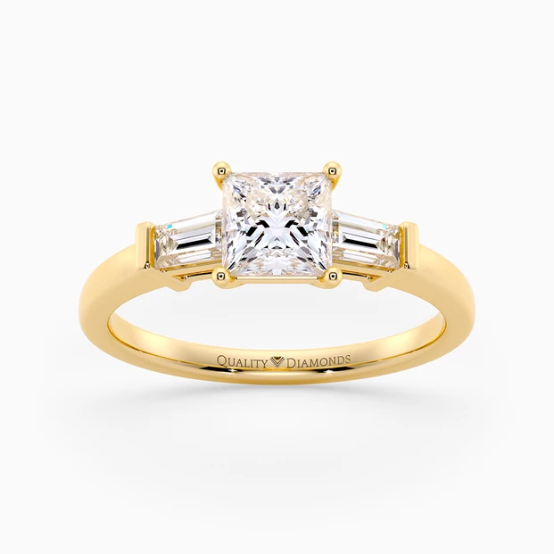 Diamond Set Princess Vida Diamond Ring in 18K Yellow Gold