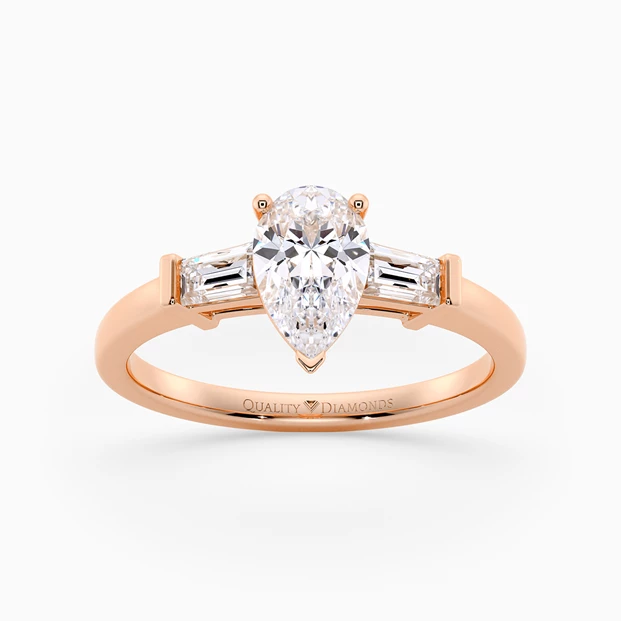 Diamond Set Pear Vida Diamond Ring in 18K Rose Gold