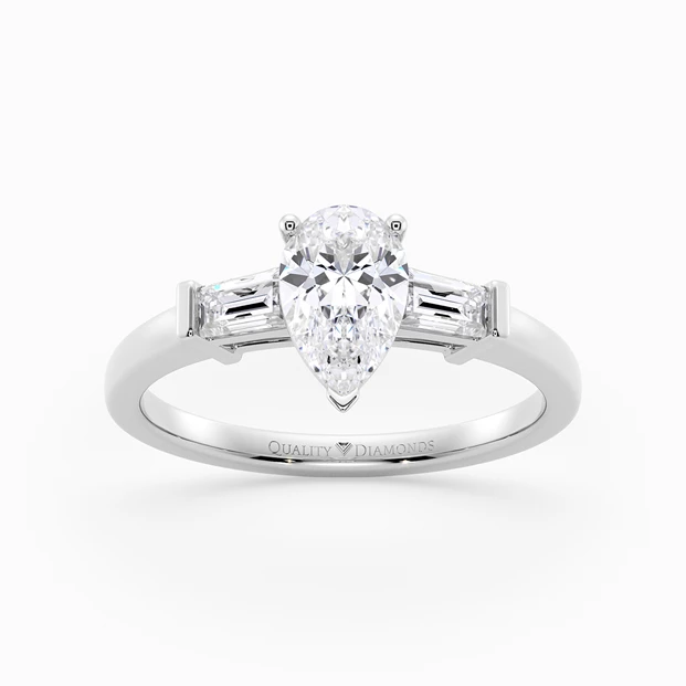 Diamond Set Pear Vida Diamond Ring in 18K White Gold