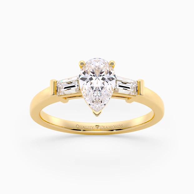 Diamond Set Pear Vida Diamond Ring in 18K Yellow Gold