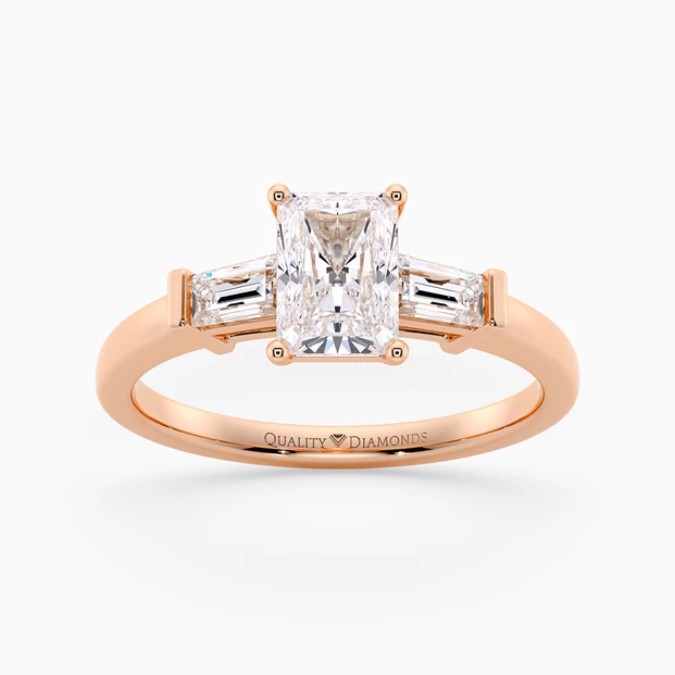 Diamond Set Radiant Vida Diamond Ring in 18K Rose Gold