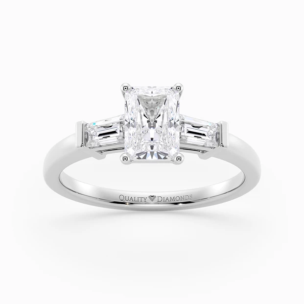Diamond Set Radiant Vida Diamond Ring in 18K White Gold