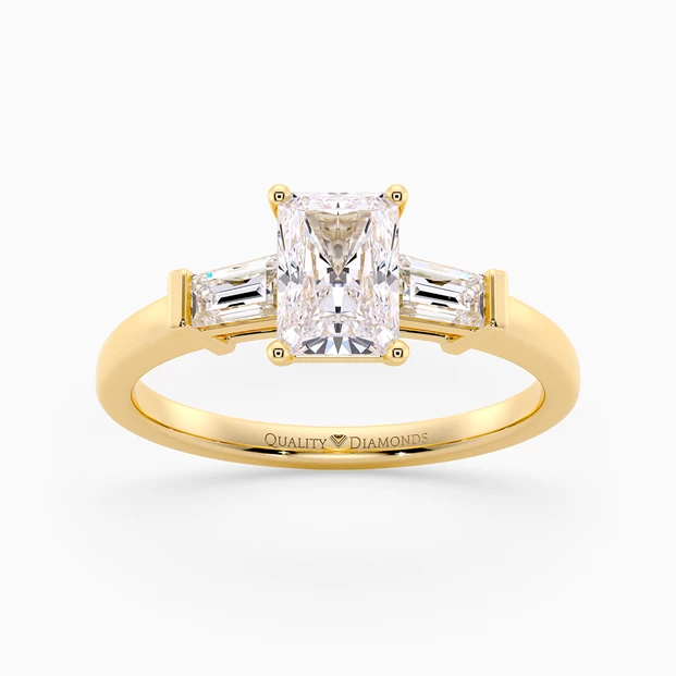 Diamond Set Radiant Vida Diamond Ring in 9K Yellow Gold