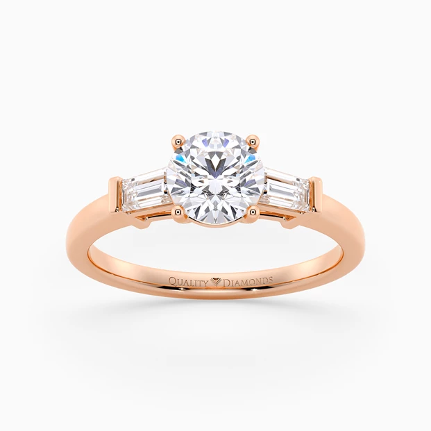 Diamond Set Round Brilliant Vida Diamond Ring in 18K Rose Gold