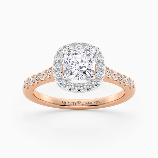 Diamond Set Cushion Bijou Diamond Ring in 18K Rose Gold