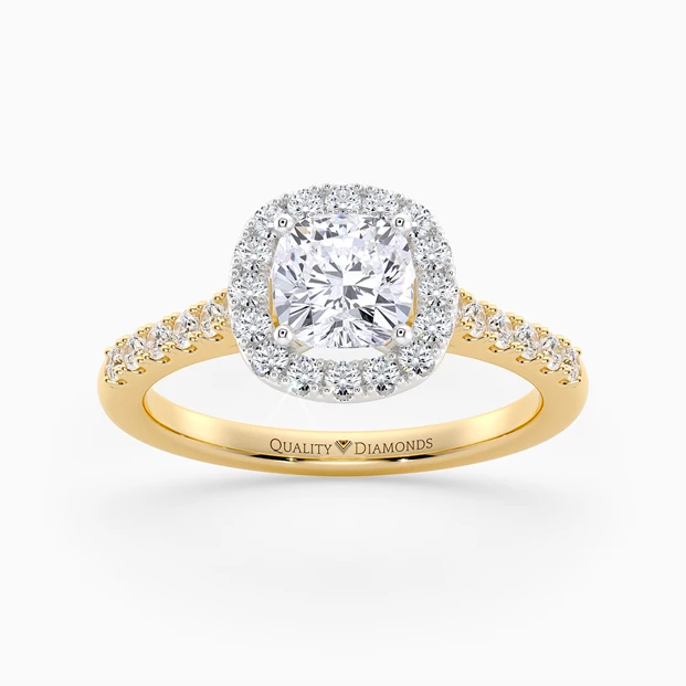 Diamond Set Cushion Bijou Diamond Ring in 18K Yellow Gold