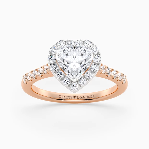 Diamond Set Heart Bijou Diamond Ring in 9K Rose Gold