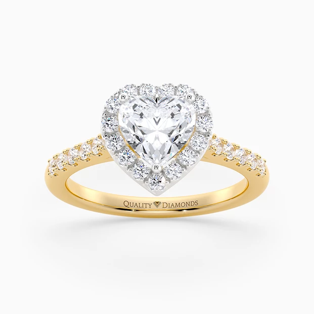 Diamond Set Heart Bijou Diamond Ring in 18K Yellow Gold