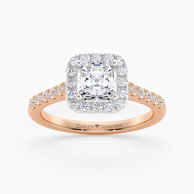 Diamond Set Bijou Asscher Diamond Ring in 18K Rose Gold