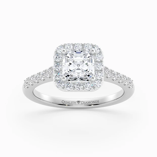 Diamond Set Asscher Bijou Diamond Ring in 9K White Gold