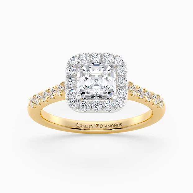 Diamond Set Asscher Bijou Diamond Ring in 18K Yellow Gold