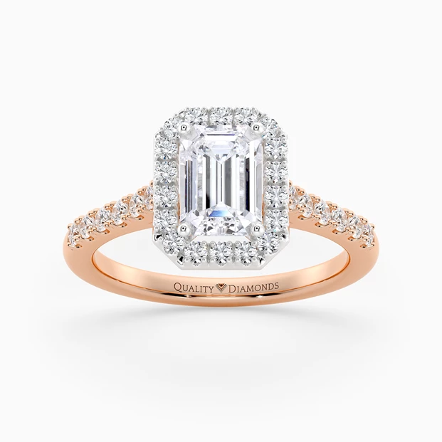 Diamond Set Emerald Bijou Diamond Ring in 18K Rose Gold