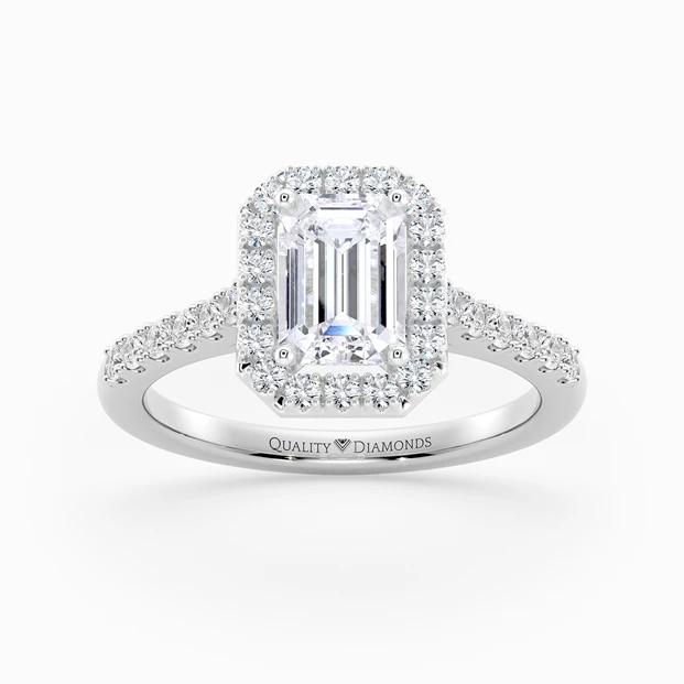 Diamond Set Emerald Bijou Diamond Ring in 9K White Gold