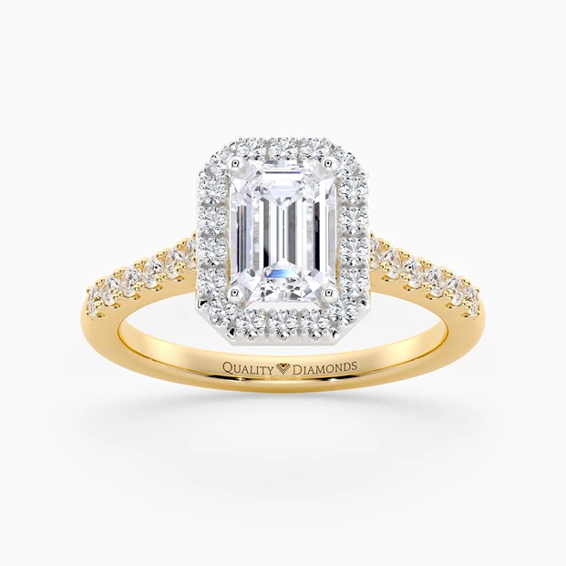 Diamond Set Emerald Bijou Diamond Ring in 18K Yellow Gold