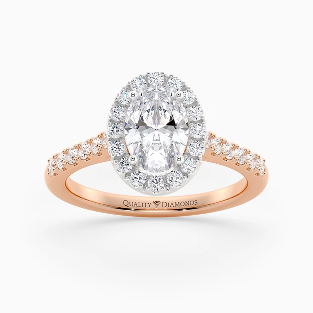 Diamond Set Oval Bijou Diamond Ring in 9K Rose Gold