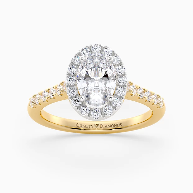 Diamond Set Oval Bijou Diamond Ring in 9K Yellow Gold