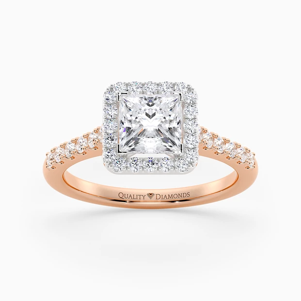Diamond Set Princess Bijou Diamond Ring in 9K Rose Gold