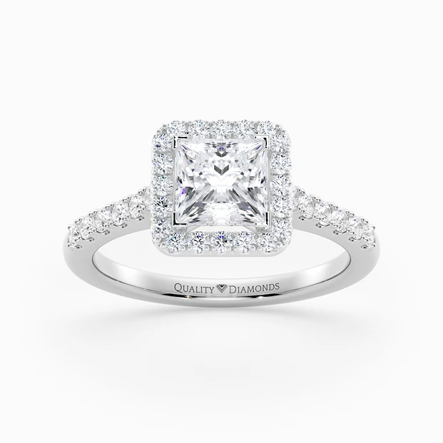 Diamond Set Princess Bijou Diamond Ring in 18K White Gold