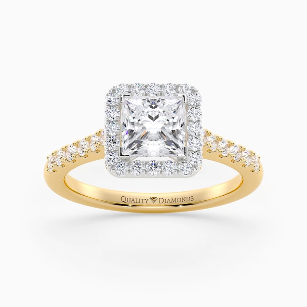 Diamond Set Princess Bijou Diamond Ring in 18K Yellow Gold
