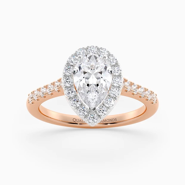 Diamond Set Pear Bijou Diamond Ring in 18K Rose Gold