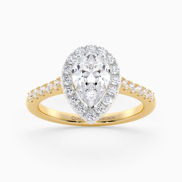 Diamond Set Pear Bijou Diamond Ring in 18K Yellow Gold