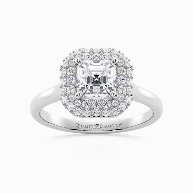 Diamond Set Asscher Eclat Diamond Ring in Platinum