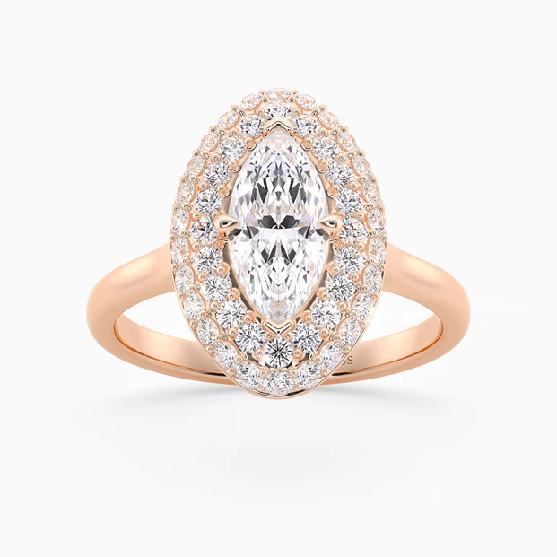 Diamond Set Marquise Eclat Diamond Ring in 18K Rose Gold