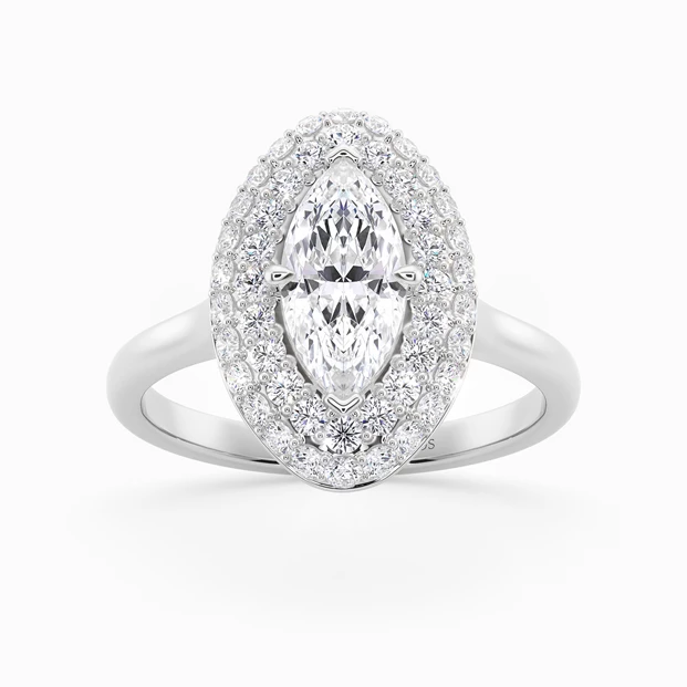 Diamond Set Marquise Eclat Diamond Ring in 18K White Gold